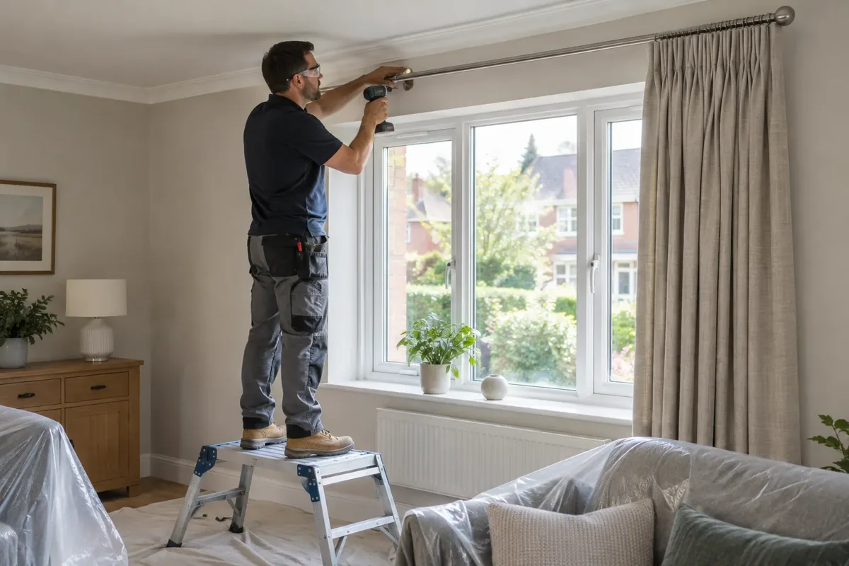 Curtain pole fitting work