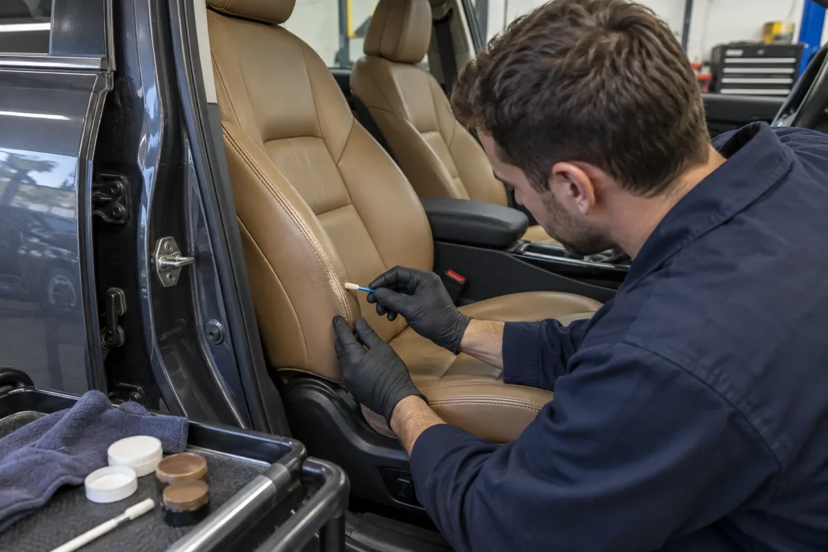Leather seat repairs work
